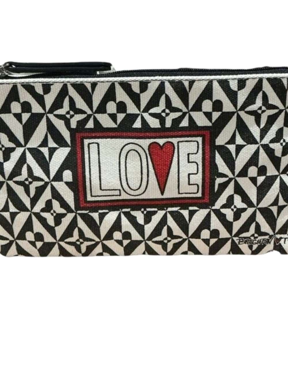 BRIGHTON  LOVE Black & Cream Canvas Zip Pouch